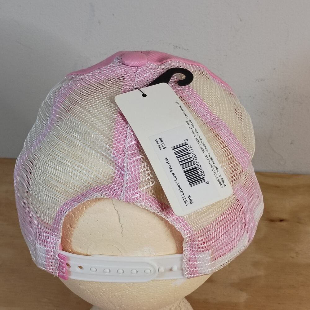 NWT YETI Ladies Low Pro Hat Pink White Mesh Trucker Snapback Baseball Cap - Picture 6 of 11
